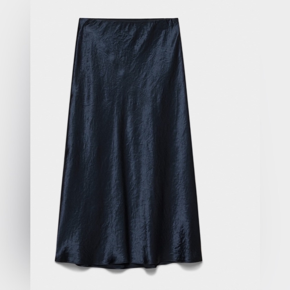 NWOT Aritzia Babaton Slip Satin Midi Skirt in Admiral Navy, Size 4
